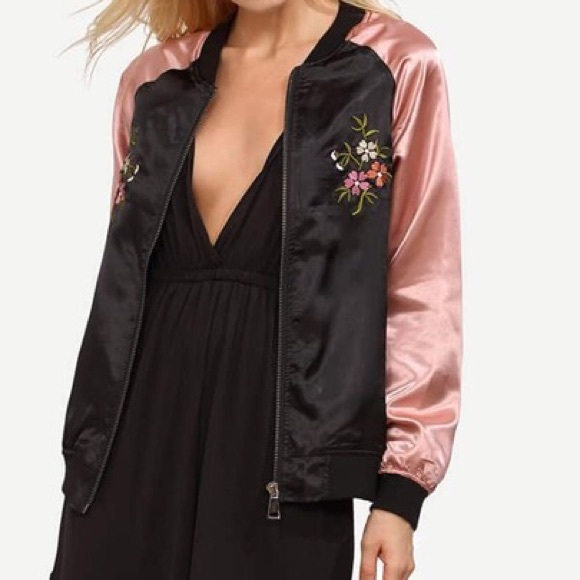 SHEIN Jackets & Blazers - SHEIN embroidered bomber jacket